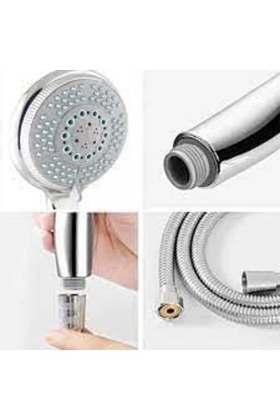 Mu Art Ahşap Grande 5-Function Shower Set with Mrt 200 cm Hose, Articulated Shower Set, Overhead Shower Set, Bathroom D