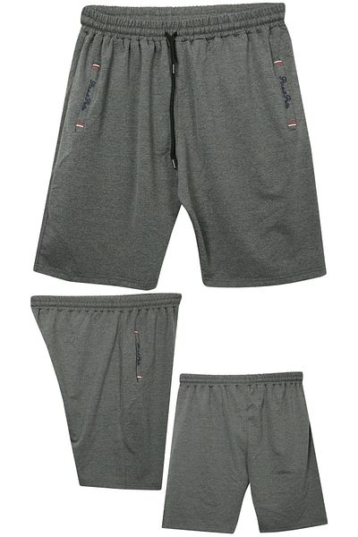 marufshop Large Size 110 - Suitable for 155 Kilos Lycra Combed Cotton Men's Shorts with Embroidered Detailed Fitted Pockets