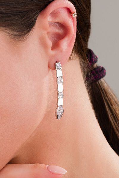 LUCİ LONTANE Stone Detailed Snake Design Earrings