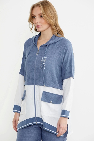 Sementa Blue Block Color Transition Women's Tunic Tracksuit Set