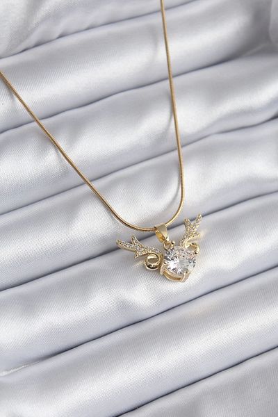 Clariss 316L الصلب الذهب اللون الزركون حجر القرن نموذج قلادة المرأة