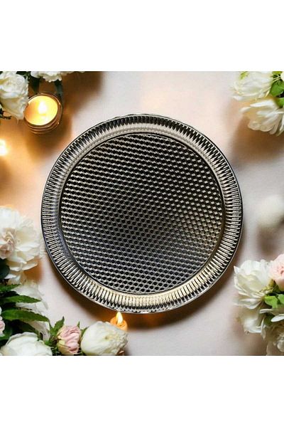 Noah Exclusive Metal Serving Tray Silver Color - 34 cm