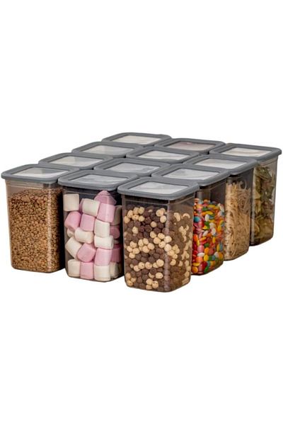 Mu Art Ahşap Mrt 12 Pcs 1300ml. Square Food Storage Container with Leak-Proof Vacuum Lid. 1300ml Square Food Storage K