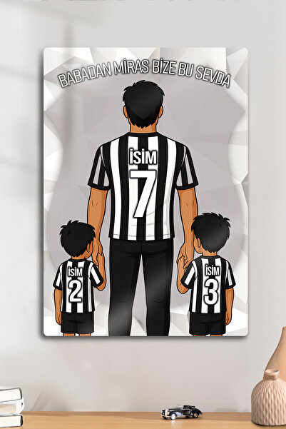 DekorHane Metal Baskı Tablo - Kara Kartal, Siyah Beyaz, Baba Oğul Çocuk, Kişi...