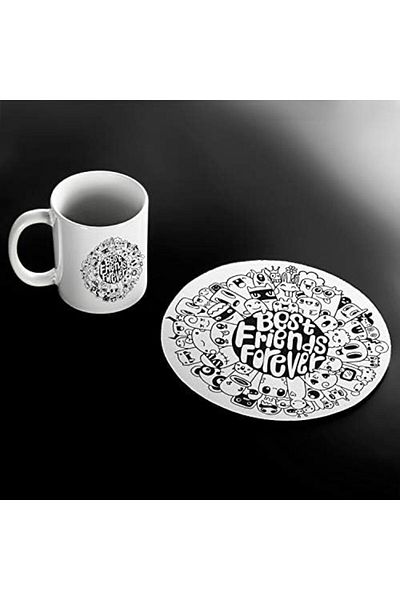 Mu Art Ahşap Mrt Gift for Friend Best Friends Forever Printed Mug and Mouse Pad Set Art 871301