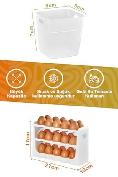 Mu Art Ahşap Mrt Life 6 Piece Refrigerator Organizer and 30 Compartment Egg Holder Mit1105 Art 871301