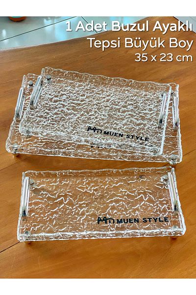 ARVALE نموذج أكريليك مزخرف بقاعدة زجاجية مكسورة وشفافة |   حجم كبير - 35 × 23 سم
