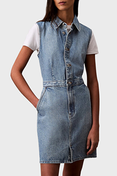 Calvin Klein % 100 Pamuk Regular Fit Kot Elbise LV047B074GRJK ELBİSE LV047B074G RJK