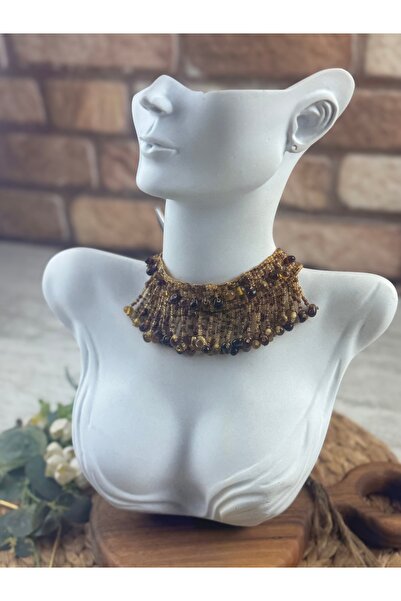 SEDEF TAKI Taşlı boncuklu choker tasma boyun kolye