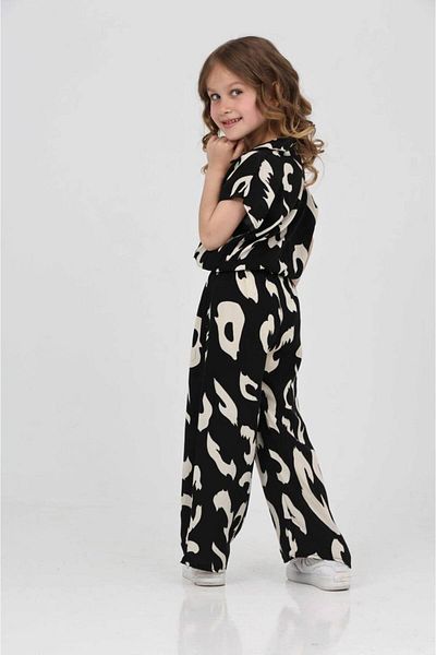 ARBİ kids Female Child Full Cotton Woven Viscose Fabric Stylish Bottom Top Comfortable Tooling Suit