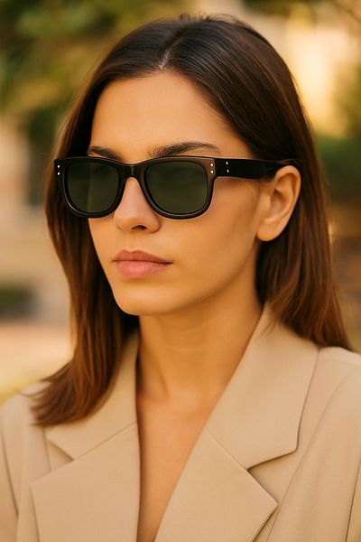 Daniel Klein Black Thick Frame Women's Sunglasses – Green Glass
