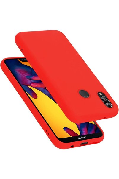 Marselit جراب سيليكون سائل متوافق مع هاتف Huawei P20 Lite باللون الأحمر المخملي