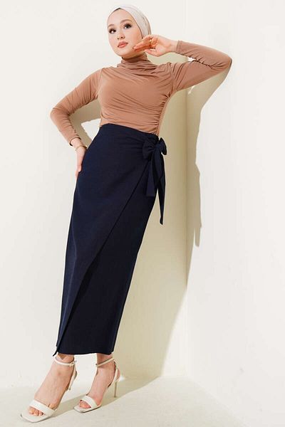 TANISA Noir Belted Skirt Tns-4158