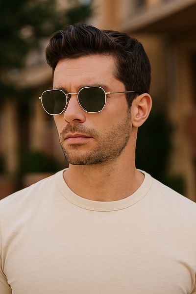Daniel Klein Gold Metal Frame Green Glass Men's Sunglasses