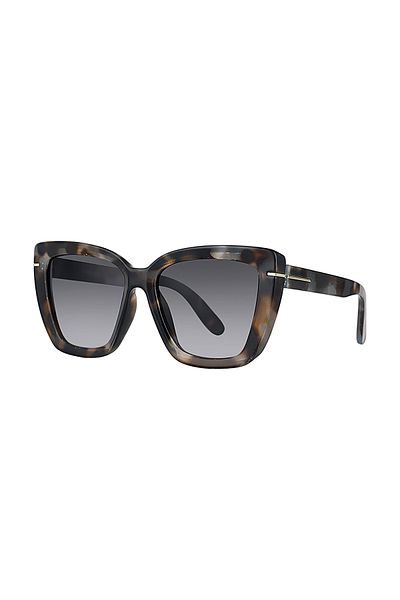 Daniel Klein Women's Brown Patterned Frame Gray Glass Cat-Eye Sunglasses