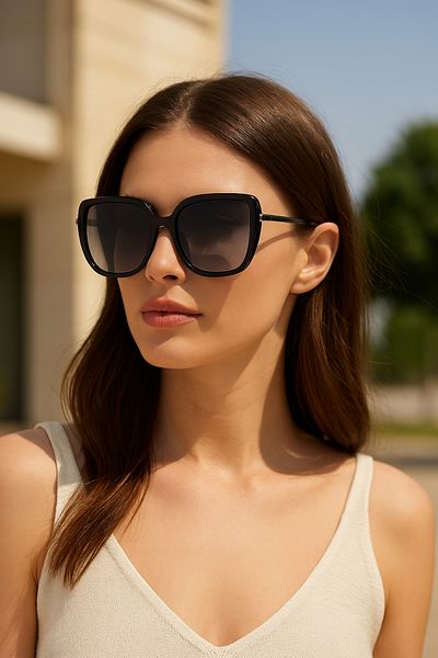 Daniel Klein Women's Sunglasses Black Frame Gray Glass