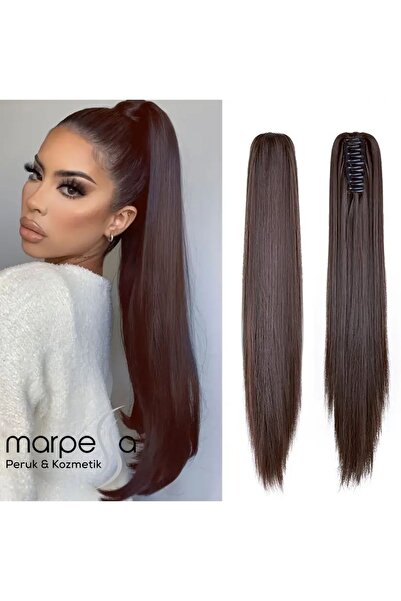 Marpessa Tokalı Düz At Kuyruğu - Koyu Kestane