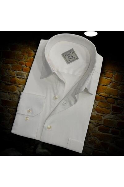 EREN STYLE قميص رجالي كلاسيكي من الكتان والكتان بأكمام طويلة باللون الأبيض (م...