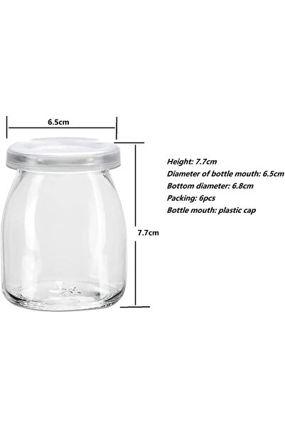 Generic 6PCS Yogurt Glass Jar with Lid, Mini Dessert Clear Glass Jars (200 ml)