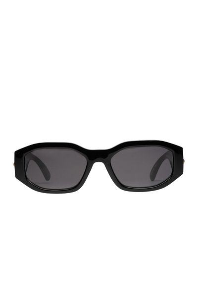 Daniel Klein New Season Women's Sunglasses - Black Oval Frame with Gold Medusa Detail