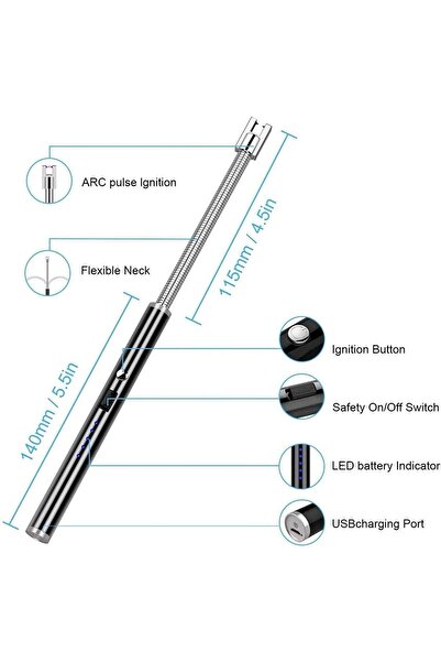 Hope Electric Lighter,USB Rechargeable for BBQ, Stove, Candles,Flameless Windproof