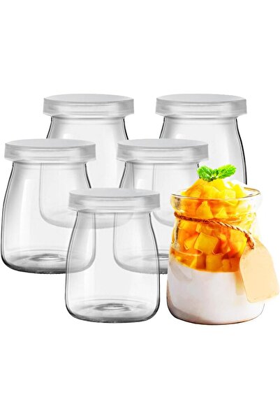 Generic 6PCS Yogurt Glass Jar with Lid, Mini Dessert Clear Glass Jars (200 ml)