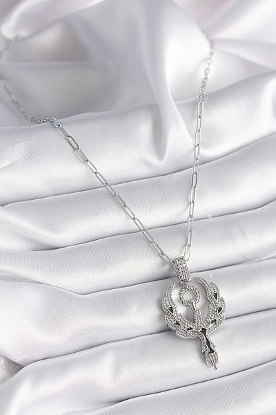 Store 316L Steel Silver Color Zircon Stone Phoenix Model Women's Necklace