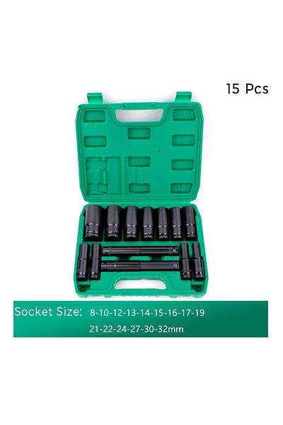 Choice 15pcs 1/2" Drive Socket Set 10 Pcs Metric Deep Socket Set 6 Point Hex Design Impact Socket Set with