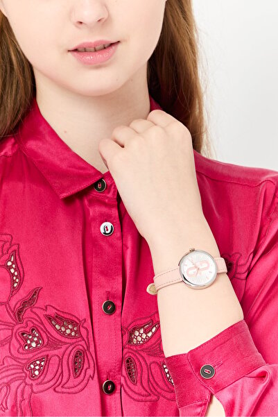 FURLA Women WW00005003L1 Cosy Leather Strap Watch 33 mm, Pink