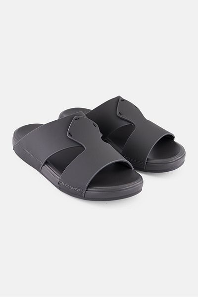 Algspar Men Slip On Arabic Sandals, Dark Grey