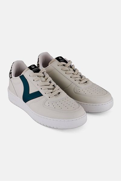 Victoria Women Madrid Efecto Piel Animal Print Lace Up Casual Shoes, Off White