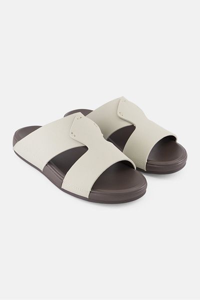 Algspar Men Slip On Arabic Sandals, Light Grey