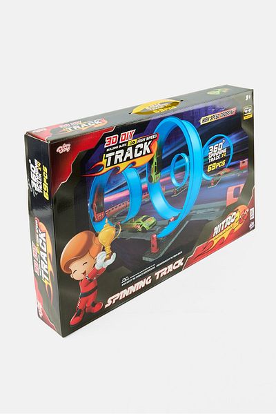 New Boy Nitro2Go Spinning Track 69 Pcs High-Speed Racing Set, Multicolor