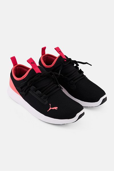 Puma Kids Girl Cross Lace Up Training Shoes, Black