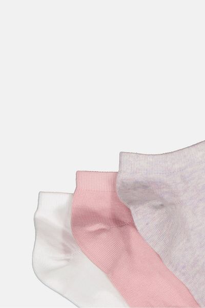 Bebe Women 3 Pairs Solid Ankle Socks, Multicolor