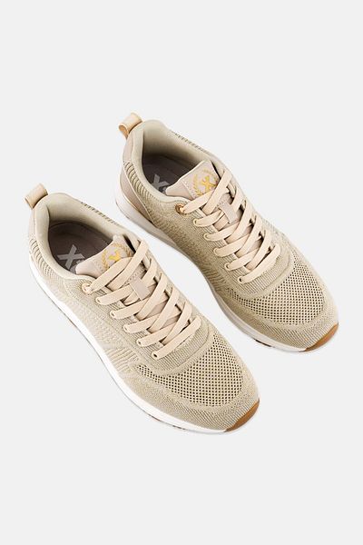 XTI Women Lace Up Casual Shoes, Beige