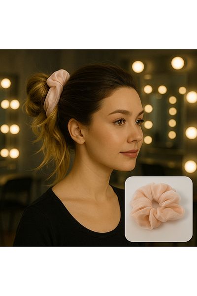 SYAZE Satin and Organza Textured Hair Clip Ecru-Salmon