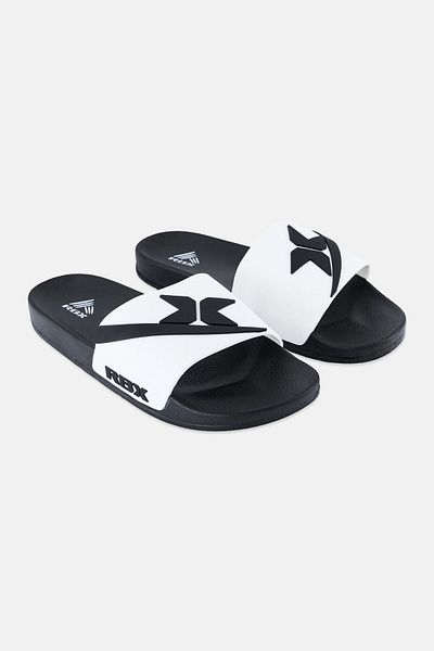 RBX Men Brand Logo Slip On Slides, White