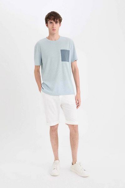 DeFacto Regular Fit Crew Neck Pocket Light Blue Men's T-Shirt B6535Ax/Be215