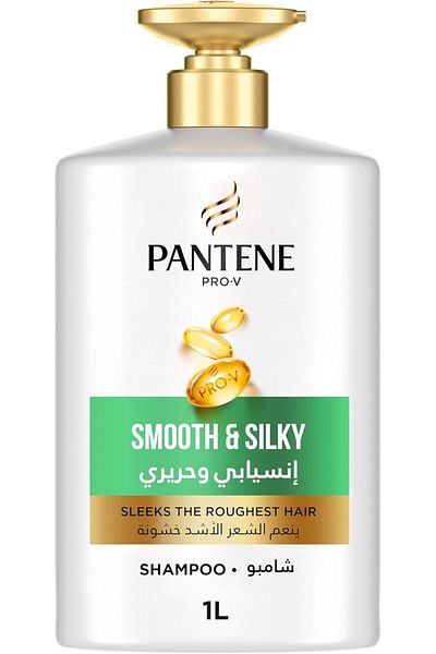 Pantene Pro-V Smooth and Silky Shampoo, Sleeks the Roughest Hair, 1 L