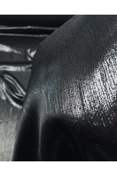 Kumaş Parça Yoryo Satin Chiffon με μαύρο Lame Leaf Πλάτος: 140