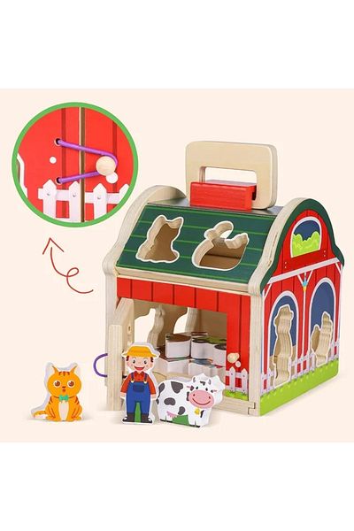 OEM Wooden Farm Sorter House with Figurines