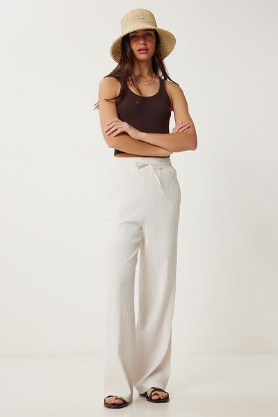 Lovelyİstanbul Shorts Lined Summer Viscose Pants Bone Ldp0054