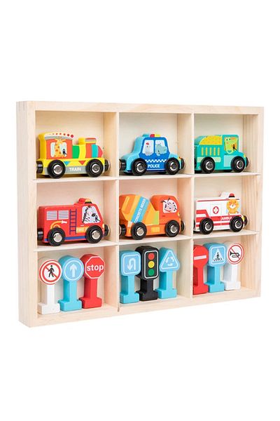 OEM Montessori wooden train and traffic signs