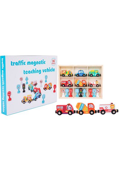 OEM Montessori wooden train and traffic signs
