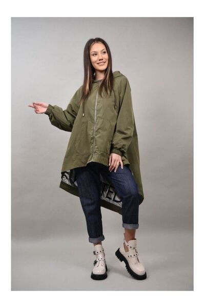 TRENDY.İNG GEACA REVERSIBILA ASIMETRICA OLIENA TALIE UNICA Kaki Argintiu