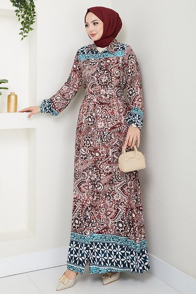 InStyle Colorful Authentic Pattern Red Viscose Dress