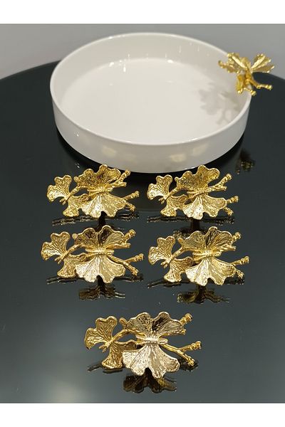 PARILTI HOME COLLECTİON 6-Piece Butterfly Accessory Glass and Porcelain Holder Compatible with All Serving Presentation Plates