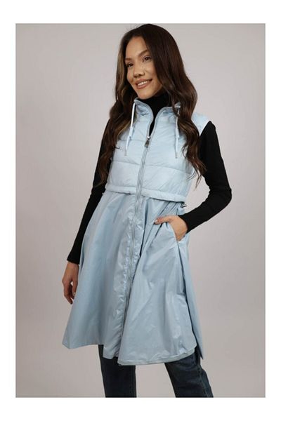 TRENDY.İNG Dainty Slim Quilted Long Dress Vest S Baby Blue