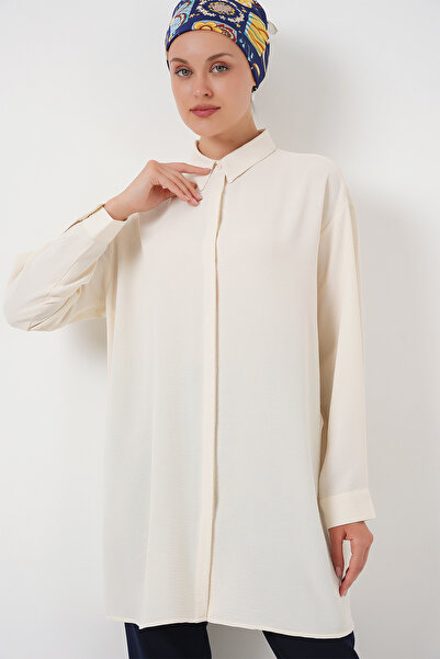 Bigdart Kadın Uzun Gömlek Tunik  - Ekru